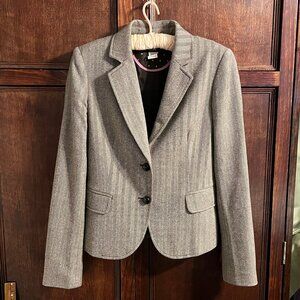 J CREW Y2K WOOL BLAZER HERRINGBONE BROWN/IVORY SIZE 6